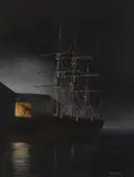 David Thimgan, A Whaling Barque in moonlight, oil on canvas