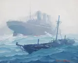 Joe Duncan Gleason, The quick and the dead, North Atlantic, oil on board