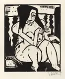 Frau mit aufgelöstem Haar by Karl Schmidt-Rottluff, 1913, Holzschnitt auf Japanbütten, sold Nov 2014