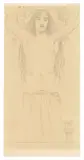 Fernand Khnopff, Sans titre (Femme aux bras levés) ou ,Une Martyre‘, Um 1900, Bleistift auf leichtem Karton