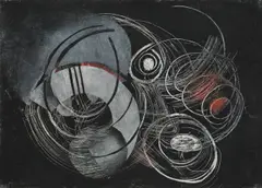 Kosmische Kreise by Fritz Winter, 1950, Öl auf Papier auf Leinwand, sold Jun 2015