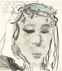 Marlene Dumas, You could ask yourself would – Jesus have done the same?, 1994, Tinte, Aquarell und Kreide auf Papier