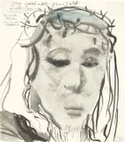 Marlene Dumas, You could ask yourself would – Jesus have done the same?, 1994, Tinte, Aquarell und Kreide auf Papier