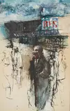 Renzo Vespignani, Entrance to the Metropolitan, 1958, Tempera and ink