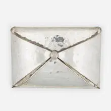 Jean Goardere, magazine holder, c. 1970, hammered pewter