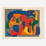 Deux Figures by Karel Appel, 1969, lithograph in colors, sold Feb 2020