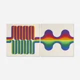 Julio Le Parc, Two untitled works from La Longue Marche, 1974, screenprint in colors