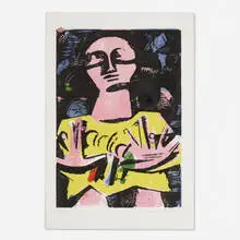Sleepwalker by Dana Schutz, 2016, woodcut and monotype in colors, sold Feb 2020
