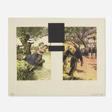 Untitled by Lorna Simpson, 1995, electrostatic heat transfer on felt, sold Feb 2020