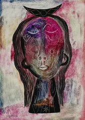 untitled (head) by Mario Carreño Morales, 1946, watercolor and tempera on board, sold Nov 2003