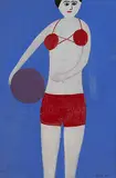 Doris Lee, Bather in Red Suit, oil on canvasboard