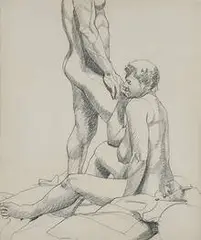Two Nudes by Philip Pearlstein, 1964, pencil on paper, sold Nov 2003