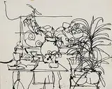Lester Johnson, untitled, still-life & untitled, portrait (pair)