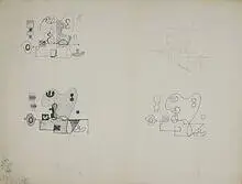 untitled, composition studies (pair) by Ilya Bolotowsky, c. 1930, ink and pencil on paper, sold Nov 2003