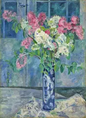 Georg Tappert, Blumen in japanischer Vase, Öl auf Leinwand
