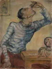 Josef Hegenbarth, Trinker, Um 1921, Öl und Leimfarbe auf Leinwand