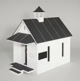 Christoph Schlingensief, Church of Fear. Modell, 2003, Holz, bemalt, und Plexiglas, teilweise bedruckt