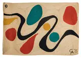 Turquoise by Alexander Calder, 1974, Bon Art, hand woven maguey jute fiber, sold Feb 2008