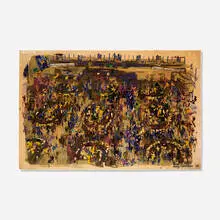 LeRoy Neiman, New York Stock Exchange, 1988, hand-knotted silk tapestry