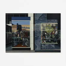 Richard Estes, Qualicraft Shoes, 1974, Silkscreen on Fabriano Cottone paper laminated to Schoeller ragboard with an aluminum inlay