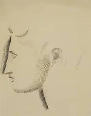 Elie Nadelman, Male Head Study, c. 1921, ink and pencil on paper