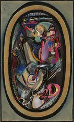 composition by Hilla Rebay, collage and watercolor on paper, sold Nov 2003
