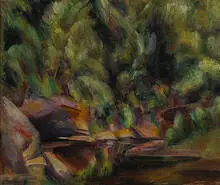 Konrad Cramer, Landscape with Brook, oil on board