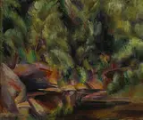 Konrad Cramer, Landscape with Brook, oil on board
