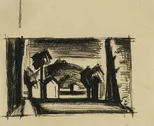 Along the Harlem River, pair by Oscar Florianus Bluemner, pen and ink on paper, sold Nov 2003