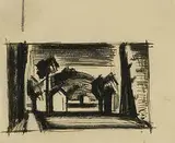 Oscar Florianus Bluemner, Along the Harlem River, pair, pen and ink on paper