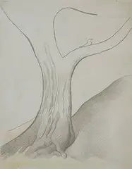 Tree With Bird by Joseph Stella, silverpoint, colored pencil and pencil on paper, sold Nov 2003