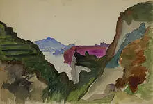 untitled (View Through the Valley) by Joseph Stella, watercolor on paper, sold Nov 2003