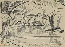 untitled (triptych) by Oscar Florianus Bluemner, pencil on paper, sold Nov 2003