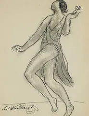 Isadora Duncan by Abraham Walkowitz, graphite and ink on paper, sold Nov 2003