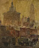 Abraham Walkowitz, untitled (Cityscape), 1910, oil on canvas