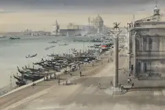 Rowland Hilder, The Grand Canal from the Doges Palace, Venice, watercolour,