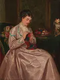 Alfred Dawson, A young woman knitting