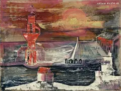 Leuchtturm by Cesar Klein, 1928, Öl auf Leinwand, sold May 2011