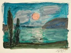Abend am Bodensee by Otto Dix, 1955, Aquarell über Bleistift auf Velin, sold May 2011