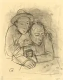 Karl Hofer, Würfelspieler, Um 1928, Kohle auf Velin