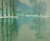 Winter an der Erft by Max Clarenbach, Öl auf Leinwand, sold May 2018