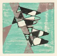 Ewald Mataré, Weide 47 (Zeichen einer Weide I), 1947, Farbholzschnitt auf leicht genarbtem Velin