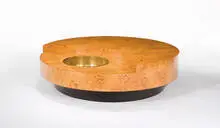 Willy Rizzo, Circular coffee table, Burled wood on rotating base