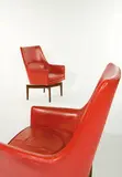 Jens Risom, Red leather chairs (2)
