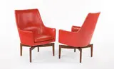 Jens Risom, Red leather chairs (2)