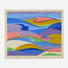 Stanton Macdonald-Wright, The Spring Sea Swelling and Falling All the Day, No. 7 (after Buson) from the Haiga series, 1966-67, woodblock print in colors