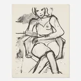 Seated Woman with Crossed Hands by Richard Diebenkorn, 1965, lithograph on BFK Rives, sold Feb 2020