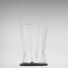 Harry Bertoia, Untitled (Kinetic Form), c. 1950, ebony, silver-plated metal, stainless steel