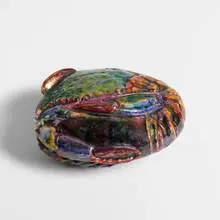 Tiffany Studios, Rare Lobster and Crab box, model 8839, c. 1905, enameled copper, gilt metal