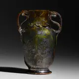 Large two-handled vase by George E. Ohr, 1895-96, glazed earthenware, sold Nov 2019